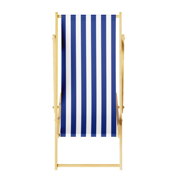 Leżak drewniany w paski biało niebieski gładki klasyczny ogród plaża 2