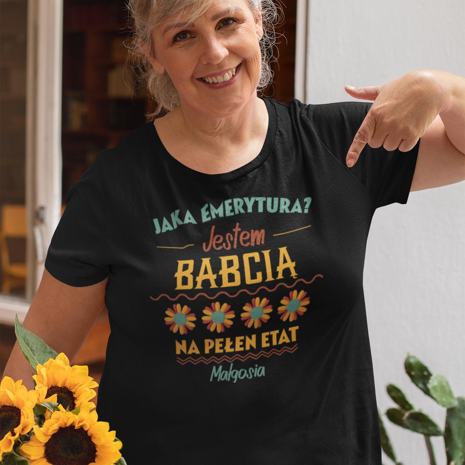 Koszulka t shirt dla babci JAKA EMERYTURA – JESTEM BABCIĄ 1