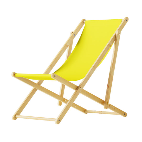 Leżak drewniany żółty gładki klasyczny ogród plaża 3