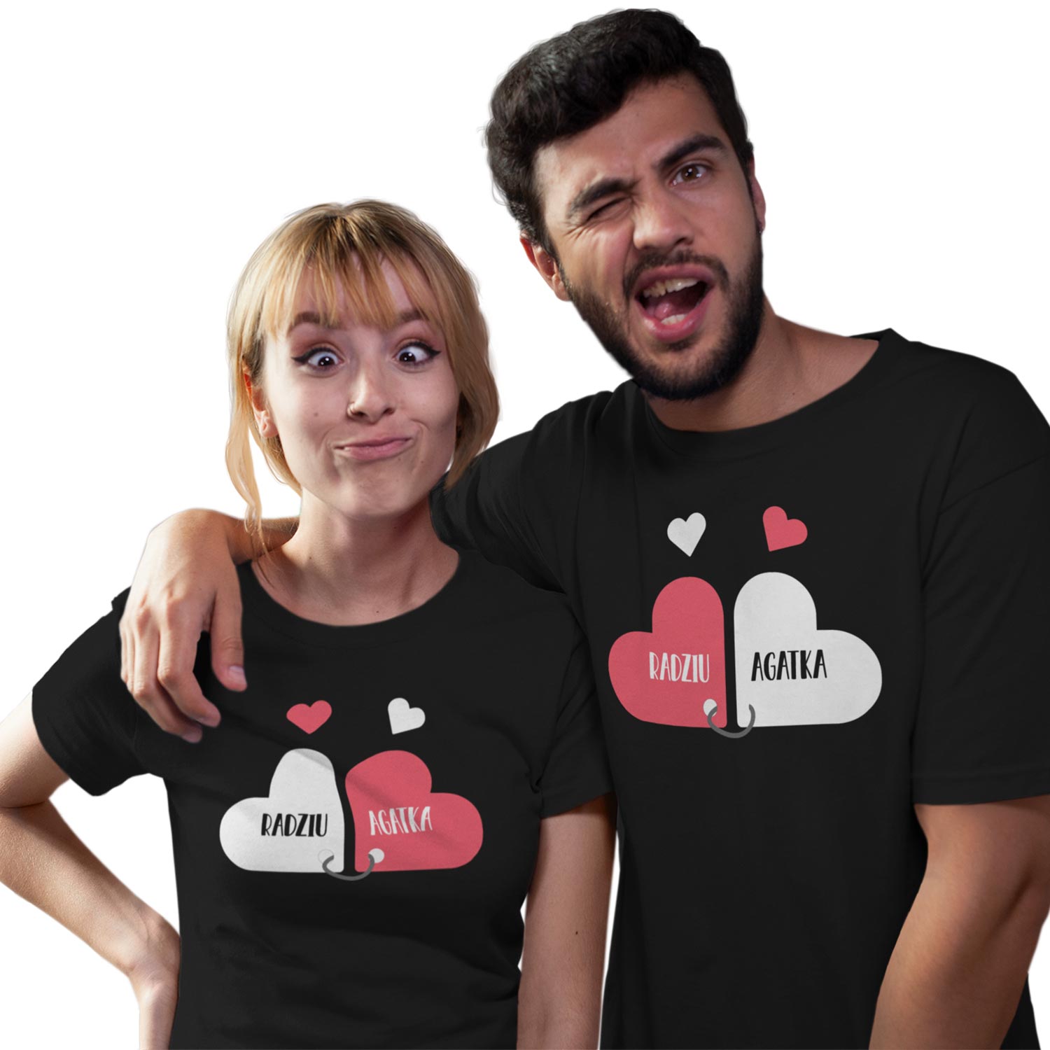 Para serduszek - Zestaw koszulek dla par Walentynki