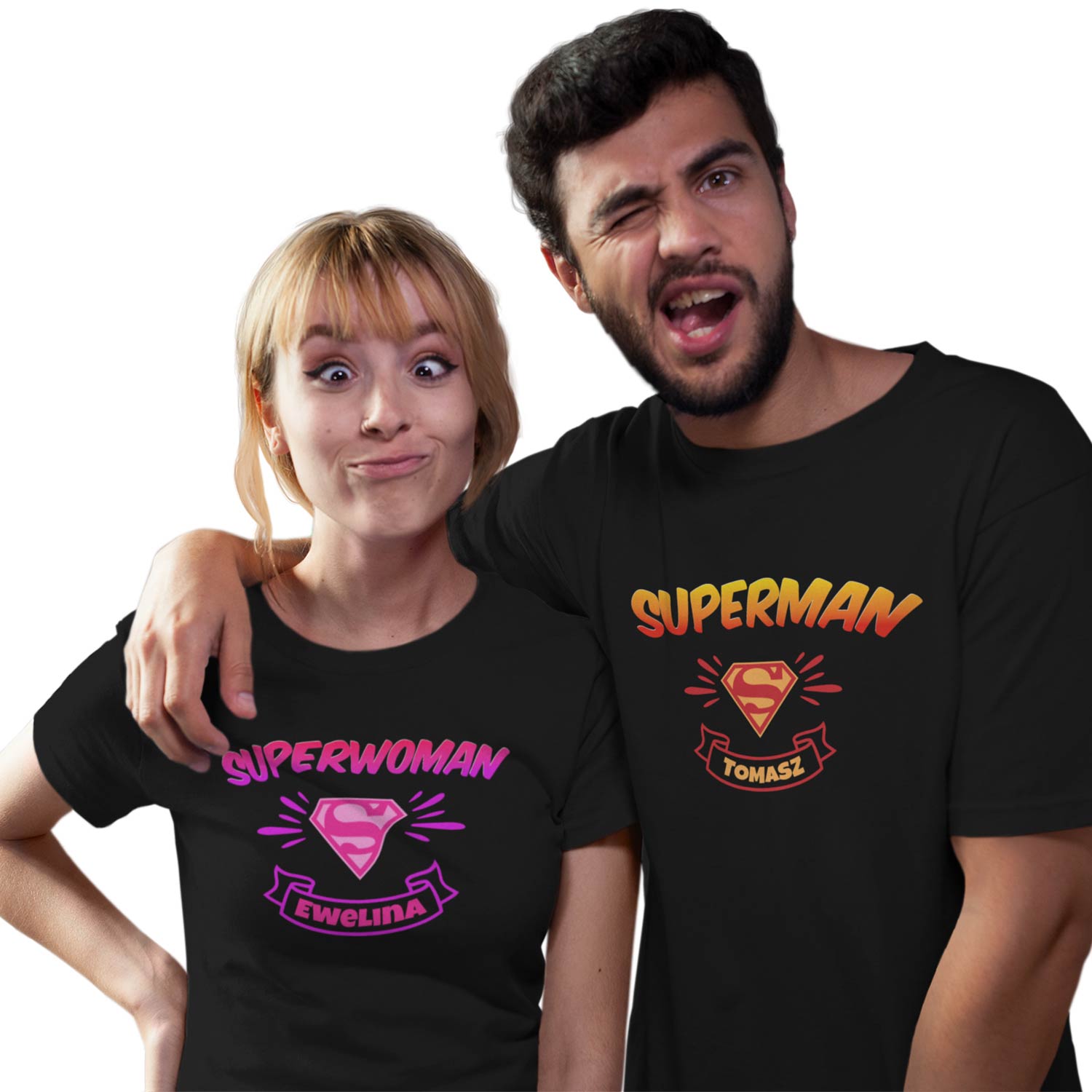 SUPERMAN, SUPERWOMAN - Zestaw koszulek dla par Walentynki