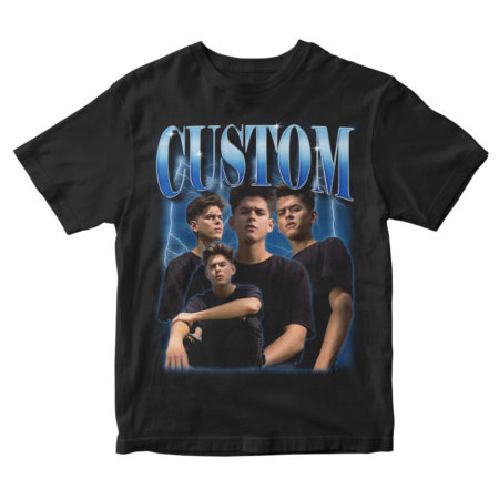 Koszulka Bootleg Personalizowana Custom z Twoim Tekstem i Zdjęciami Blue