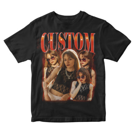 Koszulka Bootleg Personalizowana Custom z Twoim Tekstem i Zdjęciami Red